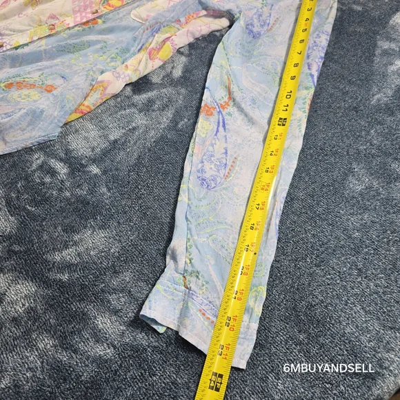 Anthropologie Pilcro Blue Floral Button Up Shirt Women's‎ XS Boho Blouse - Picture 11 of 12